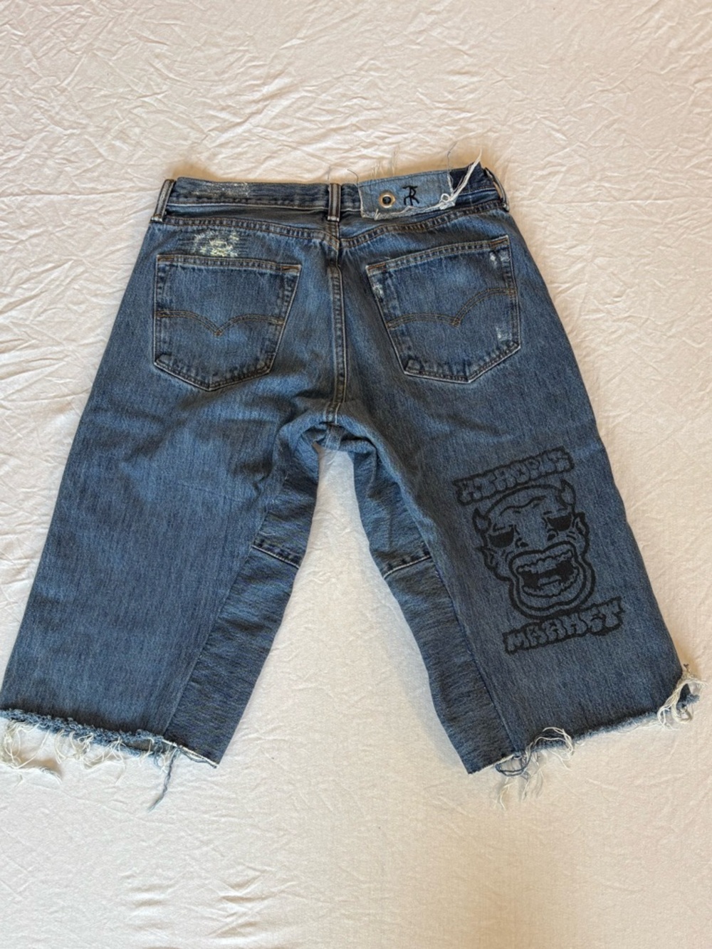 Vintage Custom Levis 501 Light Wash Straight Leg Jean Shorts Button Fly Mens Y2K
